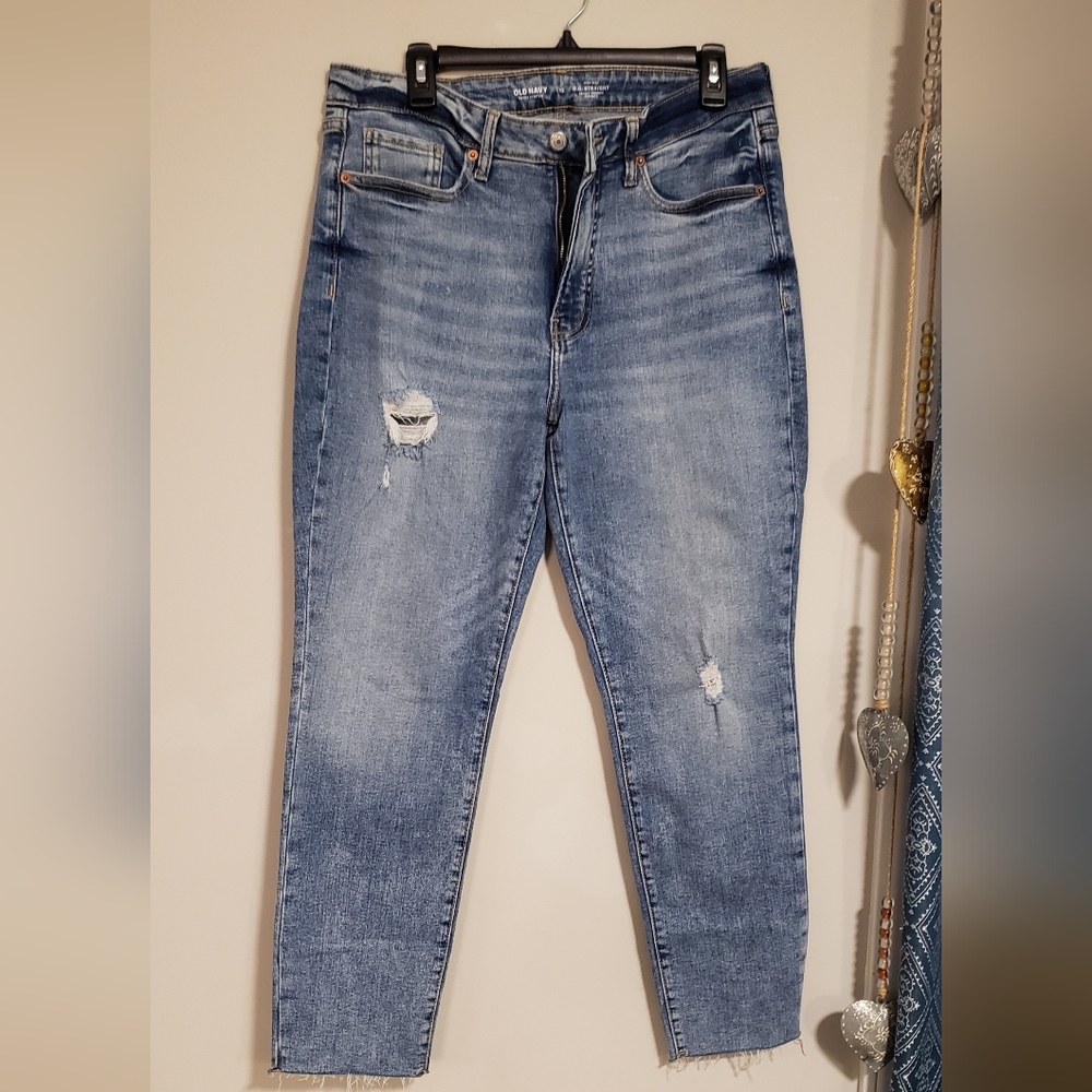 Women's Distressed Blue Jeans